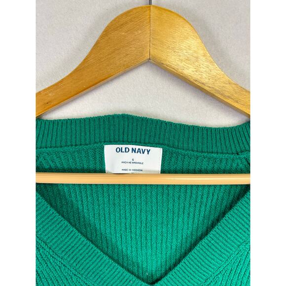 Woman's So Soft Old Navy Green V Neck Sweater - Size Small Casual Cozy - Picture 6 of 10